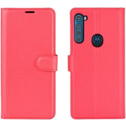 Mobigear Classic Motorola One Fusion Plus Hoesje Bookcase Portemonnee - Magenta