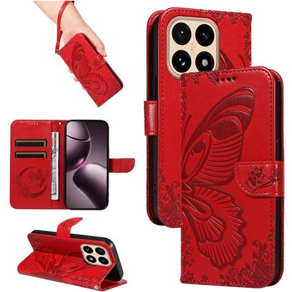 Mobigear Butterfly Xiaomi 15T Hoesje Bookcase Portemonnee - Rood