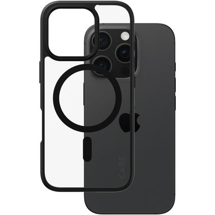 CARE by PanzerGlass Flagship iPhone 16 Pro MagSafe Hoesje Hardcase Backcover - Transparant / Zwart