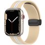 Mobigear Stripe Mag Siliconen Apple Watch Bandje Magneetsluiting - 42/41/40/38 mm - Wit / Beige
