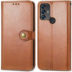 Mobigear Snap Button TCL 30 SE Hoesje Bookcase Portemonnee - Bruin