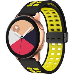 Mobigear Sport Plus Mag Siliconen Smartwatch Bandje Magneetsluiting - Universeel 20 mm aansluiting - Zwart / Geel