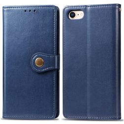 Mobigear Snap Button iPhone SE (2022) Hoesje Bookcase Portemonnee - Blauw