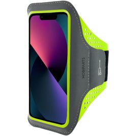 Mobiparts Comfort Fit Telefoonhouder Hardlopen iPhone 13 Pro Sport Hoesje Neopreen Sportarmband - Neon Green