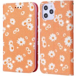 Mobigear Daisies iPhone 12 Pro Max Hoesje Bookcase Portemonnee - Oranje