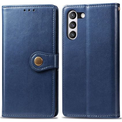 Mobigear Snap Button Samsung Galaxy S21 FE Hoesje Bookcase Portemonnee - Blauw