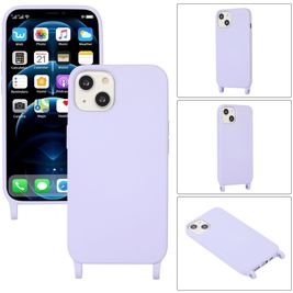 Mobigear Lanyard iPhone 14 Plus Siliconen Hoesje met koord - Paars Mobigear Lanyard iPhone 14 Plus Siliconen Hoesje met koord - Paars