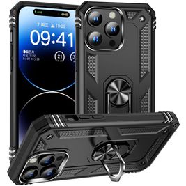 Mobigear Armor Ring iPhone 16 Pro Hoesje Hardcase Backcover Shockproof met Ringhouder - Zwart