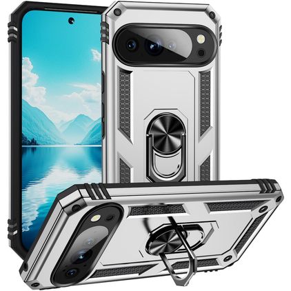 Mobigear Armor Ring Google Pixel 10 Pro XL Hoesje Hardcase Backcover Shockproof met Ringhouder - Zilver