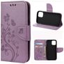 Mobigear Flowers iPhone 12 Pro Hoesje Bookcase Portemonnee - Paars