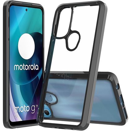 Mobigear Crystal Motorola Moto G71 5G Hoesje Hardcase Backcover - Transparant / Zwart