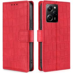 Mobigear Croco POCO X5 Pro Hoesje Bookcase Portemonnee - Rood