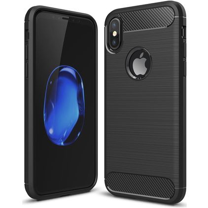 Mobigear Brushed Slim iPhone XS Hoesje Flexibel TPU Backcover - Zwart