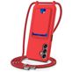 Mobigear Lanyard Card Samsung Galaxy S24 FE Siliconen Hoesje met koord en Pasjeshouder - Rood