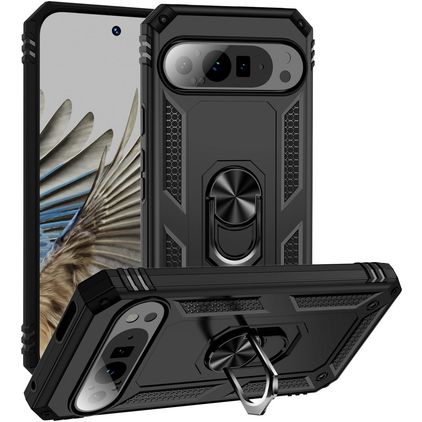 Mobigear Armor Ring Google Pixel 9 Pro XL Hoesje Hardcase Backcover Shockproof met Ringhouder - Zwart