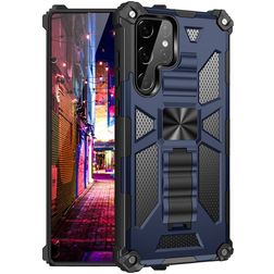 Mobigear Armor Stand Samsung Galaxy S22 Ultra Hoesje Hardcase Backcover Shockproof met Standaard - Blauw