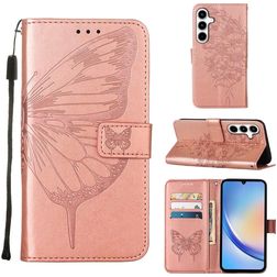 Mobigear Butterfly Samsung Galaxy A35 Hoesje Bookcase Portemonnee - Roségoud