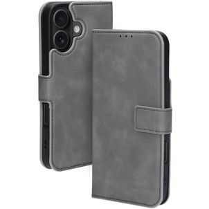 Mobiparts Classic Wallet MagSafe iPhone 16 MagSafe Hoesje Bookcase Portemonnee - Granite Grey
