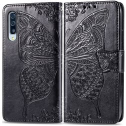 Mobigear Butterfly Samsung Galaxy A70 Hoesje Bookcase Portemonnee - Zwart