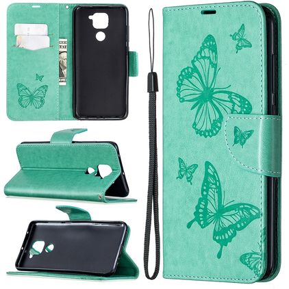 Mobigear Butterfly Xiaomi Redmi Note 9 Hoesje Bookcase Portemonnee - Turquoise