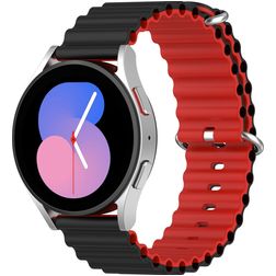 Mobigear Ocean Siliconen Smartwatch Bandje Gespsluiting - Universeel 22 mm connector - Zwart / Rood
