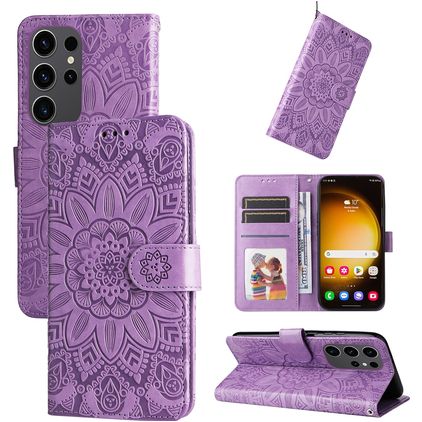Mobigear Sunflower Samsung Galaxy S24 Ultra Hoesje Bookcase Portemonnee - Paars