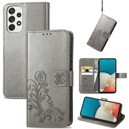 Mobigear Clover Samsung Galaxy A73 Hoesje Bookcase Portemonnee - Grijs