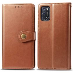 Mobigear Snap Button OPPO A52 Hoesje Bookcase Portemonnee - Cognac