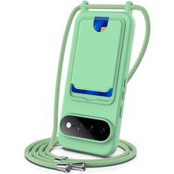 Mobigear Lanyard Card Google Pixel 11 Pro XL Siliconen Hoesje met koord en Pasjeshouder - Groen