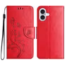 Mobigear Flowers iPhone 16 Hoesje Bookcase Portemonnee - Rood