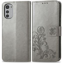 Mobigear Clover Motorola Moto E32s Hoesje Bookcase Portemonnee - Grijs