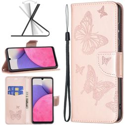 Mobigear Butterfly Samsung Galaxy A33 Hoesje Bookcase Portemonnee - Roségoud