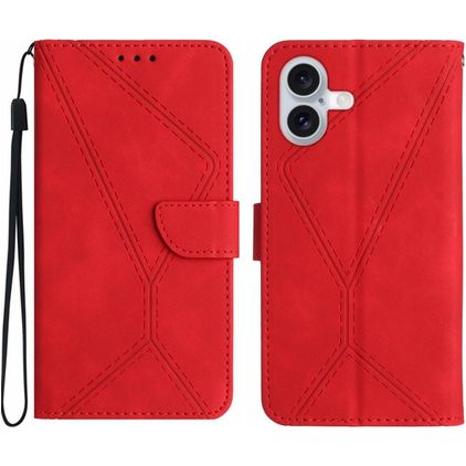 Mobigear Stitch iPhone 17 Hoesje Bookcase Portemonnee - Rood