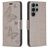 Mobigear Butterfly Samsung Galaxy S23 Ultra Hoesje Bookcase Portemonnee - Grijs