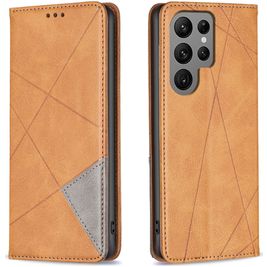 Mobigear Rhombus Slim Samsung Galaxy S25 Ultra Hoesje Bookcase - Geel Mobigear Rhombus Slim Samsung Galaxy S25 Ultra Hoesje Bookcase - Geel