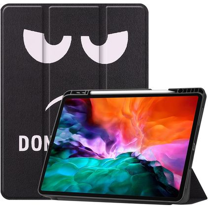 Mobigear Tri-Fold Gel iPad Pro 12.9 Inch (2021) Hoes TPU,Kunstleer Bookcase + Stylus Houder - Do Not Touch