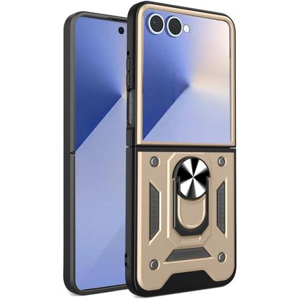 Mobigear Armor Ring Samsung Galaxy Z Flip 7 Hoesje Hardcase Backcover Shockproof met Ringhouder - Goud