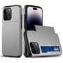 Mobigear Card iPhone 15 Pro Hoesje Hardcase Backcover Shockproof met Pasjeshouder - Grijs
