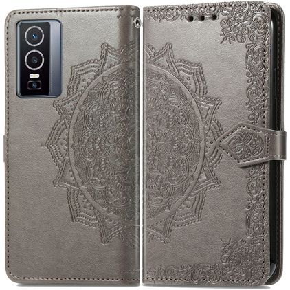 Mobigear Mandala Vivo Y76 Hoesje Bookcase Portemonnee - Grijs