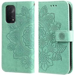 Mobigear Flowers OPPO A74 5G Hoesje Bookcase Portemonnee - Turquoise