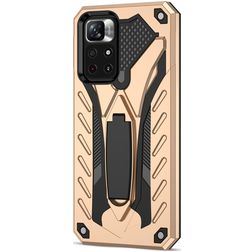 Mobigear Armor Stand POCO M4 Pro 5G Hoesje Hardcase Backcover Shockproof met Standaard - Goud