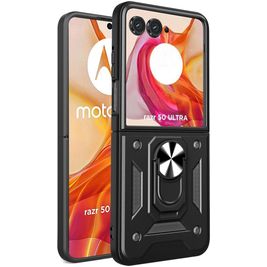 Mobigear Armor Ring Motorola Razr 50 Ultra Hoesje Hardcase Backcover Shockproof met Ringhouder - Zwart