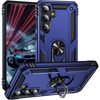 Mobigear Armor ring Samsung Galaxy S25 FE Hoesje Hardcase Backcover Shockproof met Ringhouder - Blauw