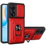 Mobigear Armor Ring Cam Slide OPPO Reno 8T 4G Hoesje Hardcase Backcover Shockproof met Ringhouder en Camera Slider - Rood
