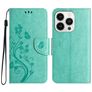 Mobigear Flowers iPhone 16 Pro Max Hoesje Bookcase Portemonnee - Groen