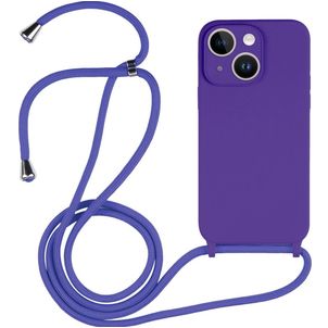 Mobigear Lanyard iPhone 14 Plus Siliconen Hoesje met koord - Paars
