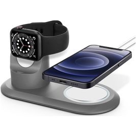 Mobigear Wireless Charge Station Watch Standaard,MagSafe Standaard - iPhone/ Watch - Grijs Mobigear Wireless Charge Station Watch Standaard,MagSafe Standaard - iPhone/ Watch - Grijs