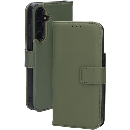 Mobiparts Samsung Galaxy A35 Hoesje Echt Leer Bookcase Portemonnee - Groen