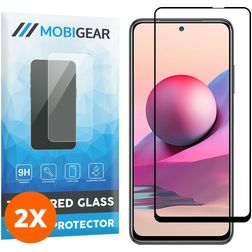 Mobigear Premium Xiaomi Redmi Note 10S Glazen Screenprotector - Case Friendly - Zwart (2-Pack)
