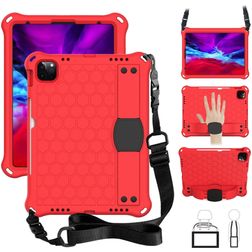 Mobigear HexStrap iPad Air 4 (2020) Hoes Hard Kunststof,EVA Schuim Backcover + Stylus Houder + Schouderband + Standaard - Rood